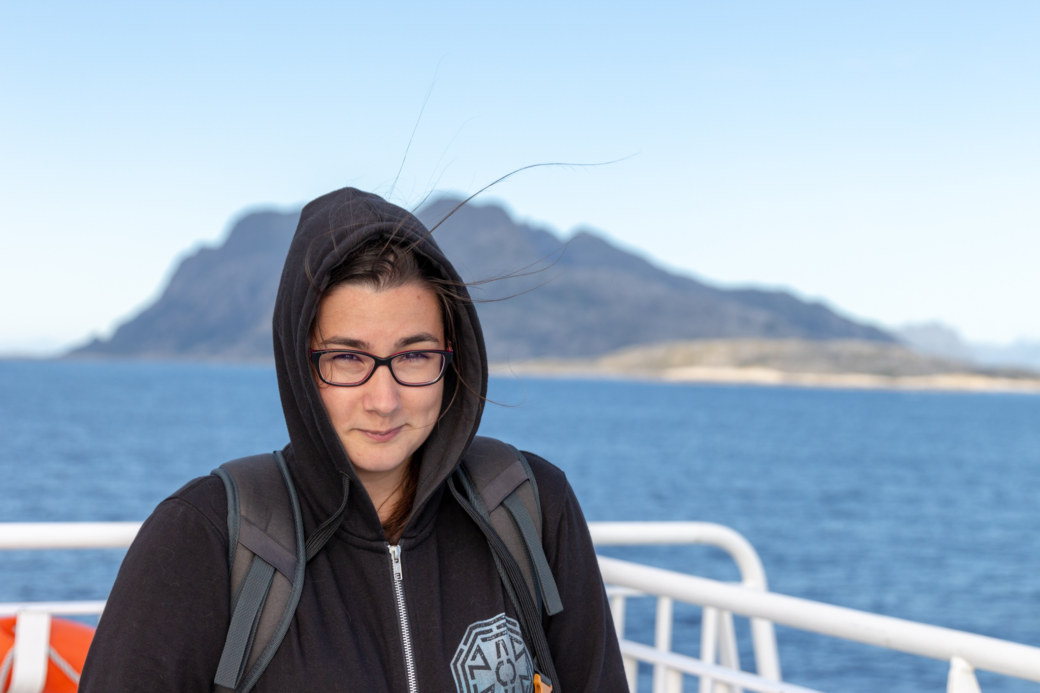 Camille sur le ferry