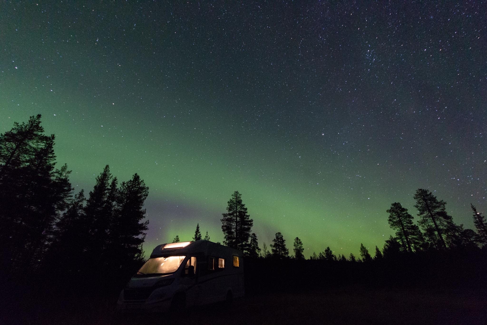RV sous les aurores